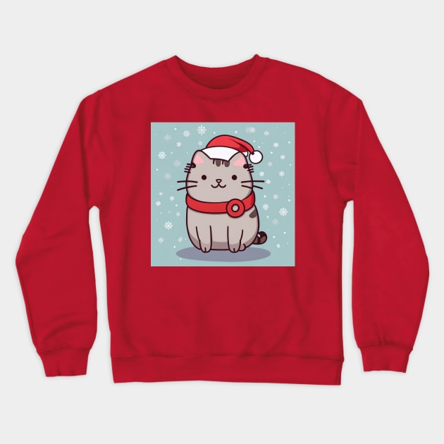 Cute Pu-sheen Santa Kitty Crewneck Sweatshirt by Love of animals